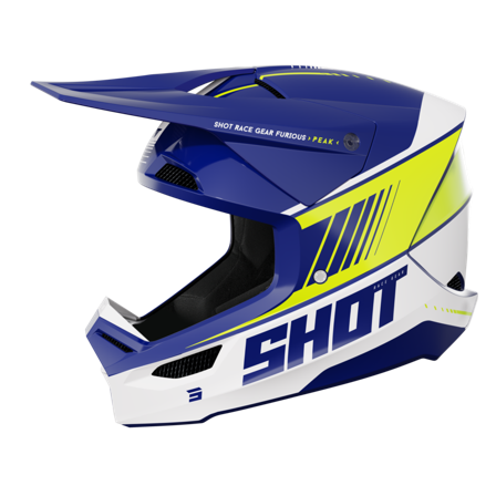 Casco de Cross Shot Furious Peak Azul/Amarillo Neón XL