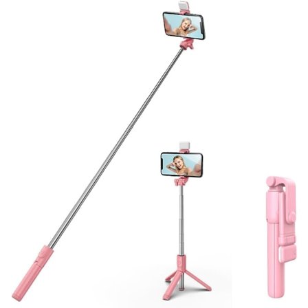 Selfie Stick Tripod med Trådløs Fjernkontroll - 4 i 1 Uttrekkbar Bærbar for Mobiltelefon Kompatibel med iPhone 15/14/13/12/11 Pro/XS Max/XS/X/8/7 (