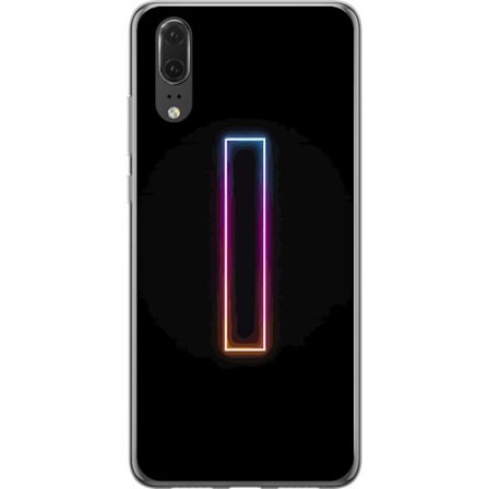 Kompatibelt Mobildeksel til Huawei Huawei P20 Minimalistisk neonbokstav I i regnbuefarger mot mørk bakgrunn