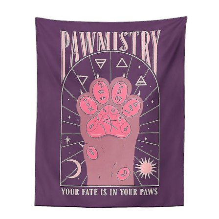 Sky Rug Cat's Paw Gobeläng Överkast Tarot Väggtapet Sovrumstjej, 5 delar, lila