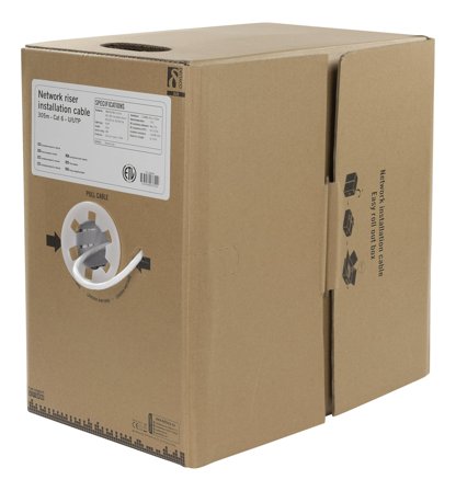 Deltaco U/UTP Cat6 Nettverkskabel 305m hvit installasjonskabel