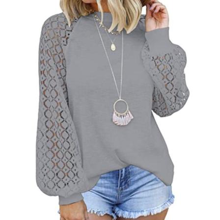 Damer Casual Höst T-shirt Rund Hals Långärmad Topp