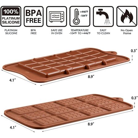 Silicone Break Apart Chocolate Molds - Candy Protein and Engery Bar Form