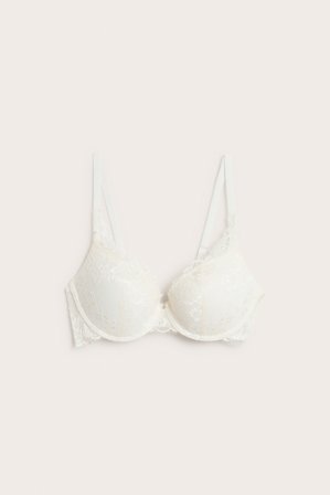 Kappahl | Stanik push-up pokryty koronką Offwhite 75C | Offwhite