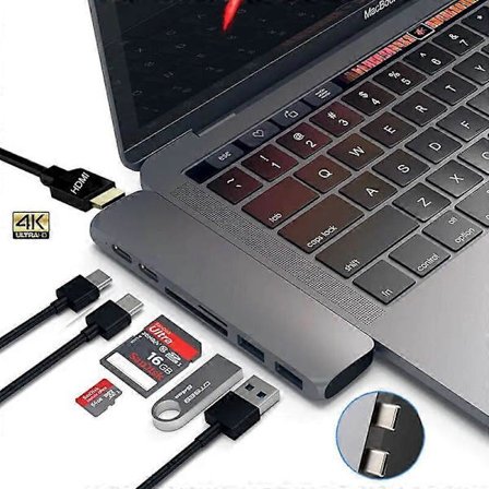 USB 3.1 Typ C Hub Till HDMI-kompatibel Adapter 4K Thunderbolt 3 USB C med Hub 3.0 TF SD-läsare Slot PD för MacBook Pro Air 2018