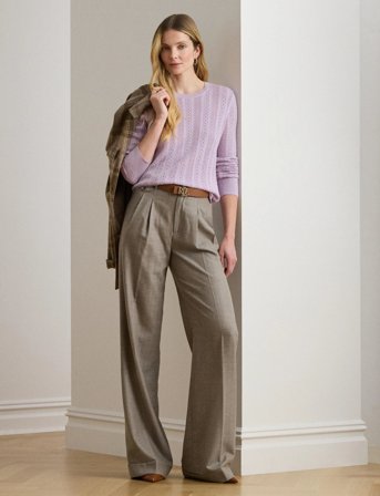 Lauren Ralph Lauren Pointelle-Knit Cotton-Blend Sweater - Pink - L