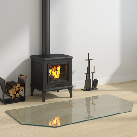 Glasskiva för öppen spis sexkantig 120x60 cm