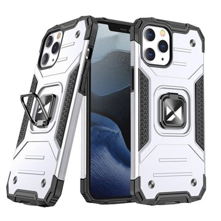 Wozinsky Ring Armor-etui for iPhone 14 Pro pansrede deksel magnetisk holder ring sølv