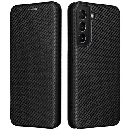 SKALO Samsung S22 Carbon Fiber Plånboksfodral - Svart