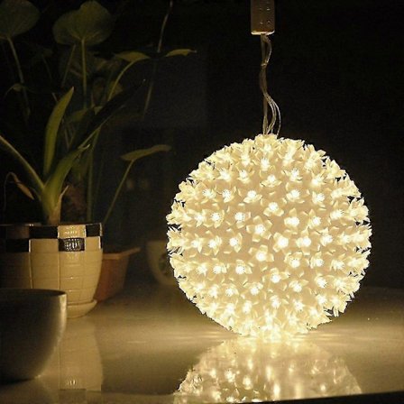 Julelys LED-kule, 2 stk. 15 cm dekorativ hengende kirsebærblomst, varmhvit