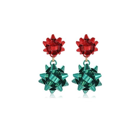 1 par juleøreringe ferie jul sløjfe øreringe til kvinder rød G