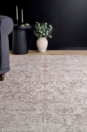 KM Home - Vaskbart teppe Kashan - Natur - Lugg- & ryetepper - 280X380 - Fra Homeroom