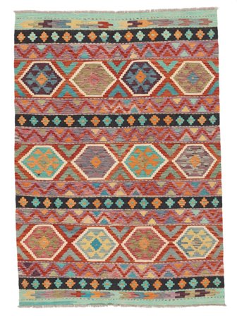 Hand Woven Kilim Afghan Old Style Rug 171X245 Brown/Dark Red