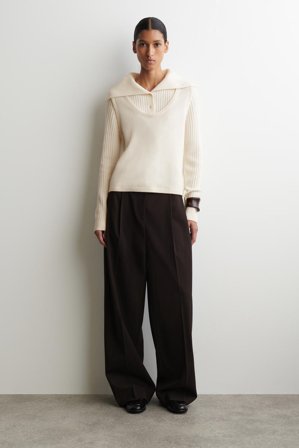 COS Women's Maglione In Lana Merino Con Effetto A Strati in Bianco