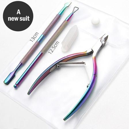 3 Stilar Rostfritt stål Regnbågsfilar UV Gel Polish Manikyr Skötselbana Rengöringsverktyg|Nagelbandsskjutare