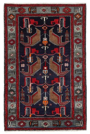 Anudada A Mano Hamadan Alfombra 130X197 De Lana Negro/Rojo Oscuro Pequeño