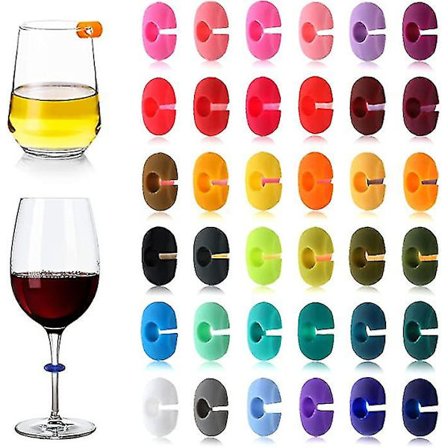 Pakke med 36 Fargerike Tilfeldige Vin Glass Markører Champagne Glass Kopper Etiketter