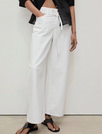 Mango Balloon Jeans With Belt - White - 34