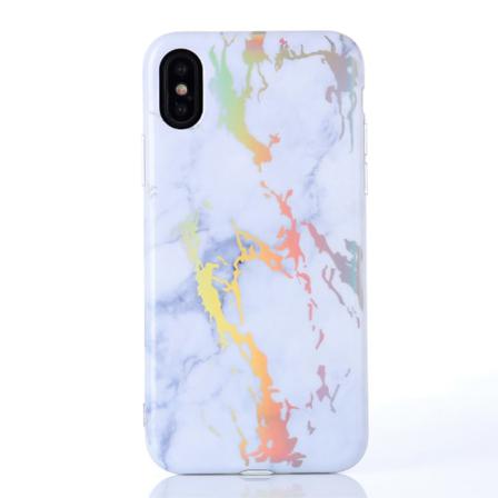 IMD Marble Pattern Plated TPU Back Cover til iPhone X - Hvid Multicolor
