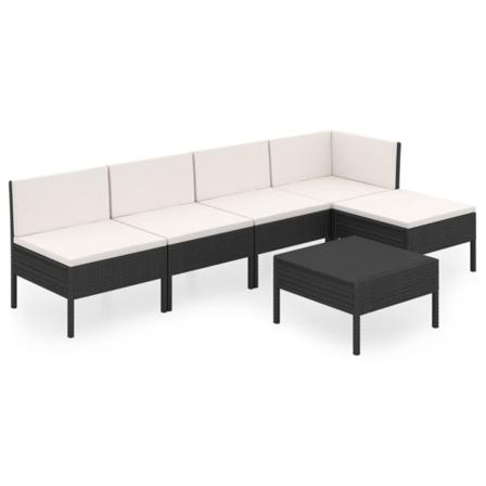 Vidaxl Loungegrupp För Trädgården Med Dynor 6 Delar Konstrotting Svart