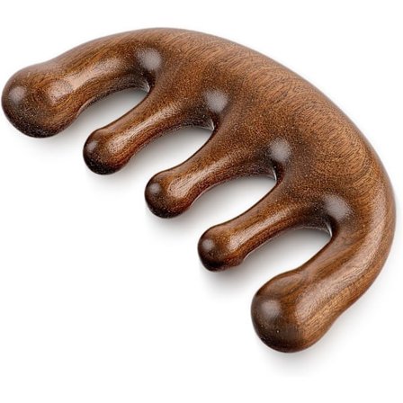 1 stk Hodebunnsmassasje Kam, Sandeltre Hode Massasje Bred Tann Hårmassasje Hodebunns Kam for Hår Guasha Skraping Hodebunns Kam Multi-Funksjonell 