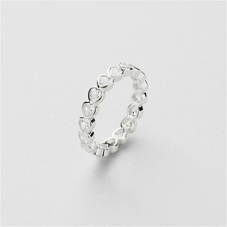 Bezel Heart Ring - Sterling silver - Safira