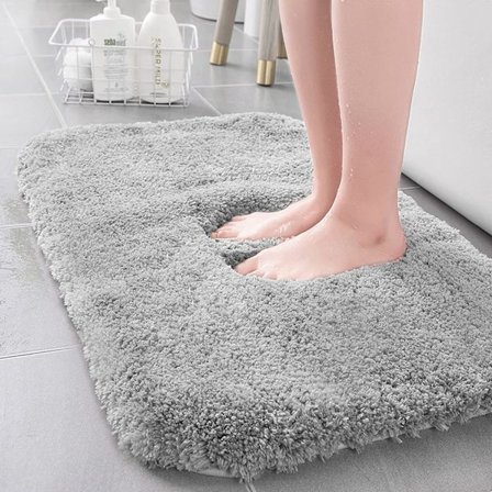 Halksäker Badmatta 50 x 80 x 3 cm Grå Ultra Mjuk Duschmatta