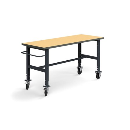 Arbetsbänk på hjul, 2000x760 mm, 200 kg, härdad board