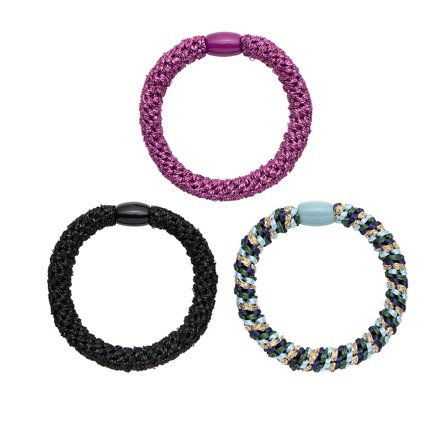 KICKS Beauty Woven Hair Ties Purple Mix 3-pak, Hår, Hårpynt, Hårelastikker
