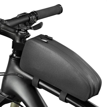 Sykkelrammeveske for overrør, vanntett med to glidelåslommer, pose for sykler