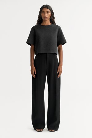 Soft Goat - Woven Top - Kaschmirpullover für Damen - L - Charcoal