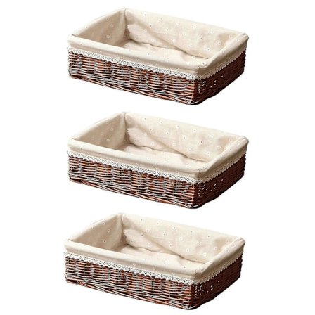 3 Handgjorda Förvaringskorgar i Flätverk Brödkorg Fruktkorg Hem Kök Bord Godis Diverse Eller