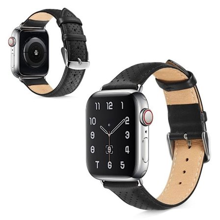 Apple Watch Series 5 40mm äkta läder klockarmband - svart