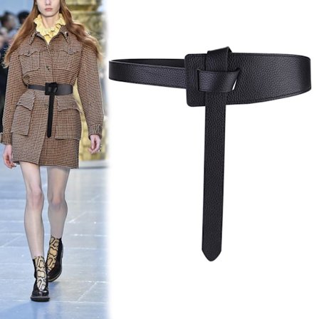 (Lengde: 120CM, Farge: Svart) Kvinners Bredt Belte Belte Jakke Dekor