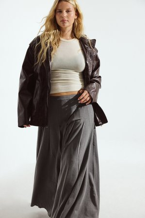 Janka Polliani x NA-KD Maxi Pleated Skirt - Plisserede nederdele - Grå - EU 44