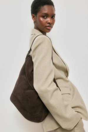 Premium Selection Suede Overlap Tote Bag - Tasker - Brun - One Size