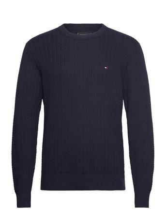 Herringb Structure C Nk Tops Knitwear Round Necks Navy Tommy Hilfiger