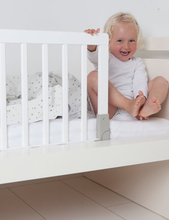 BabyDan Wooden Bed Guard By Babydan, White/Silver - White - ONE SIZE