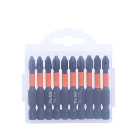 10-osainen oranssi PH2x50 ruuvimeisselin kärkisarja - S2-seosteräs, magneettinen