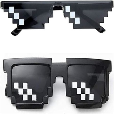 2 Par Pikselerte Briller, Pikselmosaikkbriller, Thug Life Solbriller, Kule Thug-briller, for Reiser, Fotografering, Temafester.