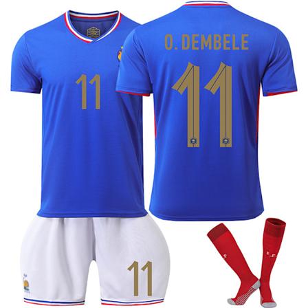 UEFA Euro 2024 Frankrikes hjemmebane nr. 11 Dembele barnekolleksjon fotballdrakt No.11 Dembele 28