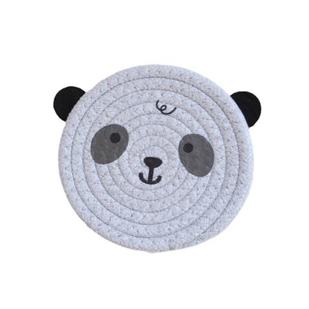 Teekupinalunen Liukumaton Koristeellinen Palovammoja Estävä Pyöreä Sarjakuva Karhu Käsin Kudottu Puuvillaköysi Tabletti Kotiin-S B Harmaa 