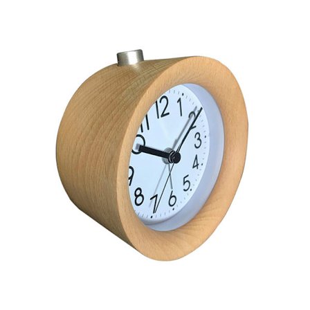 Nano Vækkeur med Snooze-funktion, Lydløs Træ Vækkeur, Klassisk Analogt Ur med Viser, Natlys, Batteridrevet