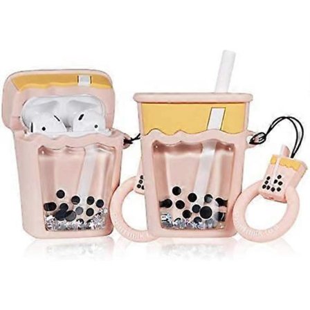 Til Airpods 1&2 Etui, Sødt Tegneserie Mad Blød Silikone Airpod Cover, 3D Sjov Kawaii Cool Nøglering Design Skin Etuier Ring Skinnende Bling til Piger 