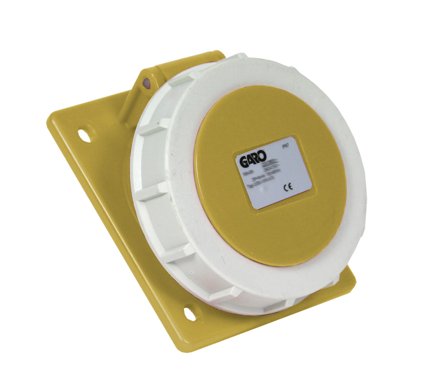 Garo UISV 432-4 S Paneluttak IP67, 5-polet, 32 A, skrå Gul, 4 h, Stikkontakter & kabler