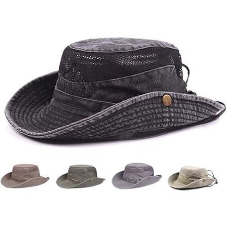 Aurinkoa suojaava ämpärihattu, UV-suojattu, rantahattu, safarihattu, taitettava kalastushattu, hengittävällä verkolla ja säädettävällä leukaremmi