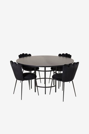 Furniture Fashion - Ruokapöytä Copenhagen ja ruokapöydän tuolit Limhamn 4 kpl - Musta - Ruokapöydät - - Homeroom