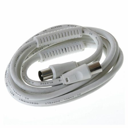 Qbulk Antennekabel med ferritspoler hvit 10m Bulk - qty 1