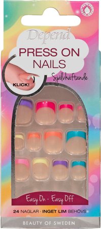 Depend Press On Nails Colourful French, Makeup, Kunstige Negle Og Tilbehør, Kunstige Negle