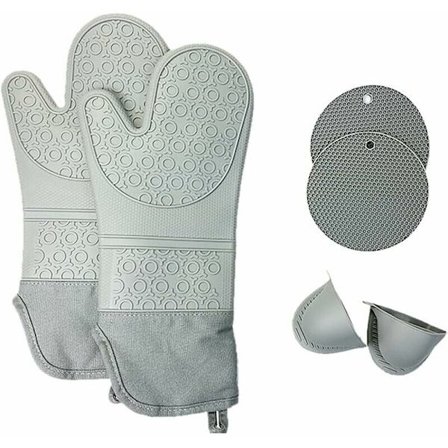 6 stk. silikoneisolerende handsker, skoldningssikre handsker, varmebestandige tykke silikone køkkenhandsker til mikrobølgeovn, bikageisolering
